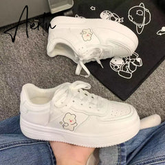 Platform Sneakers Women's White Shoes Korean Spring Autumn New Sports Vulcanize Basket Kawaii Lolita Casual Flat Running Aiertu