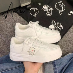 Platform Sneakers Women's White Shoes Korean Spring Autumn New Sports Vulcanize Basket Kawaii Lolita Casual Flat Running Aiertu