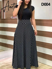 Plus Size Women's Summer Print Stitching Flower Long Banquet Dress Bodycon Dress Elegant Sexy Woman Super Long Dress Aiertu