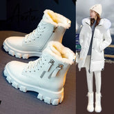 Pofulove Black Boots Winter Shoes Women Ankel Boots Goth Shoes Platform Boots Snow Booties Woman Warm Botas Fall Flat Zapatos Aiertu