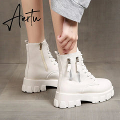 Pofulove Black Boots Winter Shoes Women Ankel Boots Goth Shoes Platform Boots Snow Booties Woman Warm Botas Fall Flat Zapatos Aiertu