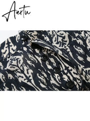 Printed Drawstring Cropped Tops Low Waist Fly Pants Sets Thin Causal Shirts Button Suits Summer Female Sleeveless Outwear Aiertu