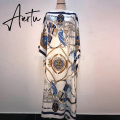 Printed Dresses For Women Fashion Design Loose Dress Batwing Maxi Long Femme Vestidos Summer Autumn Party Elegant Dress Aiertu