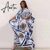 Printed Dresses For Women Fashion Design Loose Dress Batwing Maxi Long Femme Vestidos Summer Autumn Party Elegant Dress Aiertu