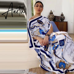 Printed Dresses For Women Fashion Design Loose Dress Batwing Maxi Long Femme Vestidos Summer Autumn Party Elegant Dress Aiertu