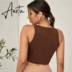 Printed Sleeveless Graphic T Shirts Y2k Aesthetic Clothes Crop Top Streetwear Tanks Aiertu