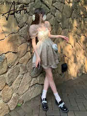 Pure Desire Mesh Dress Female First Love French Sweet Waist Temperament Tie Design Small Small Short Skirt Aiertu