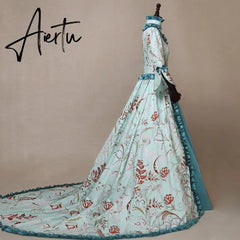 Renaissance Victorian Royal Queen Women Costume Halloween Outfit Carnival Medieval Gown Robe Train Dress For Adult Plus Size Aiertu