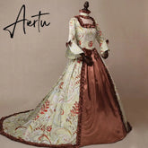 Renaissance Victorian Royal Queen Women Costume Halloween Outfit Carnival Medieval Gown Robe Train Dress For Adult Plus Size Aiertu
