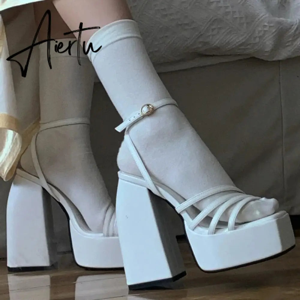 RIBETRINI Sexy Platform Open Toe Thick High Heels women's Sandals Banquet Fashion Elegant Brand Luxury women's Shoes Size 43 Aiertu