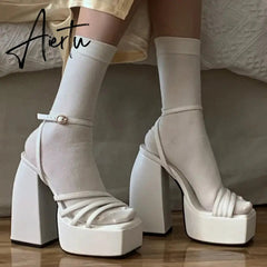 RIBETRINI Sexy Platform Open Toe Thick High Heels women's Sandals Banquet Fashion Elegant Brand Luxury women's Shoes Size 43 Aiertu