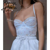 Rockmore Lace Aesthetic Crop Tops Women V Neck Sleeveless Tank Top Tee Cute Clothes Academia Vintage E Girl Camisole Streetwear Aiertu