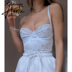 Rockmore Lace Aesthetic Crop Tops Women V Neck Sleeveless Tank Top Tee Cute Clothes Academia Vintage E Girl Camisole Streetwear Aiertu