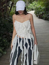 Ruffle Fringed Suspender Vest Women Sexy Off Shouder Backless Tank Tops Spring Summer Female Camisole Aiertu