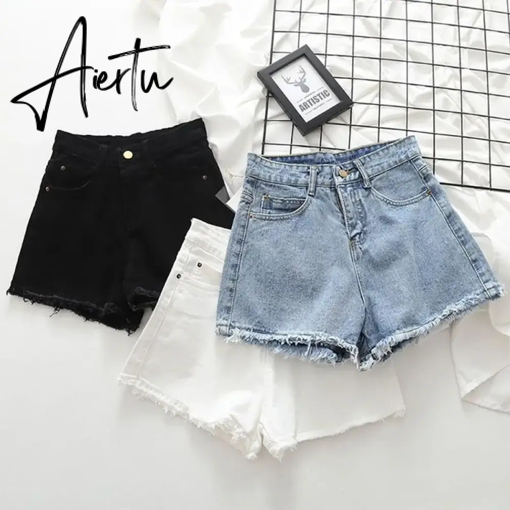 S-5XL Women Denim Shorts Summer Solid Color Casual Short Pants Hotgirls Beach Style Jean Pants Female Aiertu