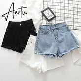 S-5XL Women Denim Shorts Summer Solid Color Casual Short Pants Hotgirls Beach Style Jean Pants Female Aiertu