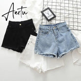 S-5XL Women Denim Shorts Summer Solid Color Casual Short Pants Hotgirls Beach Style Jean Pants Female Aiertu