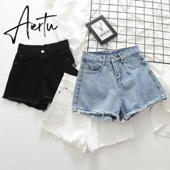 S-5XL Women Denim Shorts Summer Solid Color Casual Short Pants Hotgirls Beach Style Jean Pants Female Aiertu