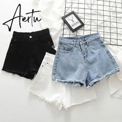 S-5XL Women Denim Shorts Summer Solid Color Casual Short Pants Hotgirls Beach Style Jean Pants Female Aiertu