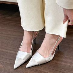 Aiertu Spring Slingback Sandals Low Heel Pumps Shoes Women Elegant Kitten Heel Mules Pointed Toe Wedding Party Shoes zapatos mujer Aiertu