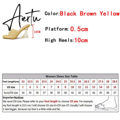 Sexy Leopard Grain PVC Transparent Slippers Women Slides Mules Gladiator Jelly Sandals Summer Open Toe Clear High Heels Shoes Aiertu