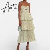 Sexy Strapless Bodycon Dress For Women Sleeveless Backless High Waist Patchwork Ruched Hit Color Print Dresses Female Style Aiertu