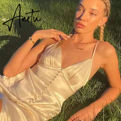 Sexy V-Neck Backless Split Maxi Dress Sleeveless Solid Tunics Bodycon Vestido Pack Buttock Summer Evening Dresses Women Aiertu