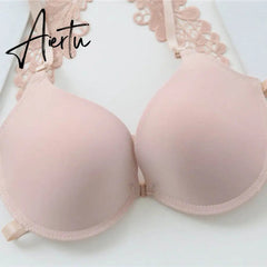 Sexy Women Bra Front Closure Lace Racer Back Smooth Surface Push Up Underwear Lingerie Sujetador Aiertu