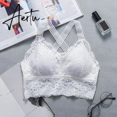 Sexy Women Lace Strap Bras Tube Tops Fashion Cross Beauty Back Tank Tops Underwear Aiertu