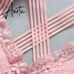 Sexy Women Lace Strap Bras Tube Tops Fashion Cross Beauty Back Tank Tops Underwear Aiertu