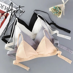 Sexy Women's Bra Sexy Lingerie Triangle Cup Threaded Cotton Bralettes Comfortable Brassie Female Seamless Underwear Aiertu
