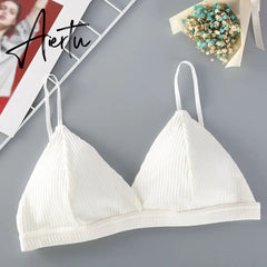 Sexy Women's Bra Sexy Lingerie Triangle Cup Threaded Cotton Bralettes Comfortable Brassie Female Seamless Underwear Aiertu