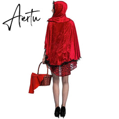 Sexy Womens Fairy Tale Little Red Riding Hood Costume Halloween Party Fancy Dress Carnival Cosplay Stage Performances Costume Aiertu