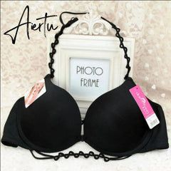 Sexy Women's Underwear Convertible Halter Straps Padded Bra Brassieres Female Front Closure Push Up Lingeries Aiertu