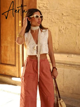 Sexy Y2K Embroidery Women V Neck Vest Lightweight Sleeveless Tassels Hem Slim Waistcoats Summer Fashion Female Crop Top Aiertu