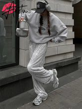 Silver Sequin Female Trousers High Waist Casual Luxury Party Outfit Trousers Fashion High Street Sparkle Straight Legg New Aiertu