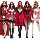 Aiertu Size S-6XL Halloween Ladies Little Red Riding Hood Costume Fantasy Hen Party Robe Cosplay Game Uniform Fancy Dress Aiertu