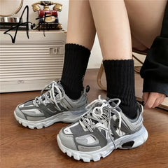 Sky Blue Chunky Sneakers Women Men Couples Sport Shoes New Design Autumn Fashion Casual Shoes Breathable Women's Sneakers 41 42 Aiertu
