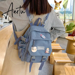 Small Women's Backpack Girls School Backpack Waterproof Nylon Fashion Japanese Casual Young Girl's Bag Female Mini Mochila Aiertu