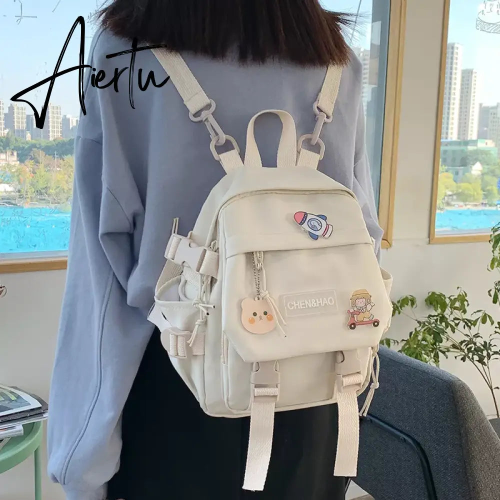 Small Women's Backpack Girls School Backpack Waterproof Nylon Fashion Japanese Casual Young Girl's Bag Female Mini Mochila Aiertu