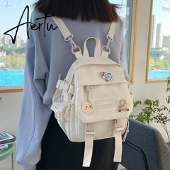 Small Women's Backpack Girls School Backpack Waterproof Nylon Fashion Japanese Casual Young Girl's Bag Female Mini Mochila Aiertu