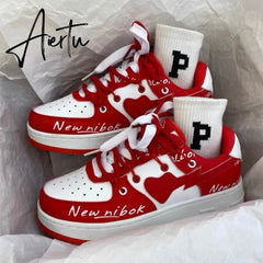 Sneakers Women Shoes Pattern Canvas Shoe Casual Women Sport Shoes for Women Flat Lace-Up Adult Zapatillas Mujer Chaussure Femme Aiertu
