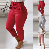 Solid High Waist Pencil Women's Pants Spring New Harajuku Pant For Women Fashion Feamle Trousers With Belt Pocket Design Aiertu