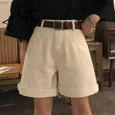 Spring And Summer New Women's Casual Loose Denim Shorts Fashion High Waist Wide Leg Shorts Female Bottoms Aiertu
