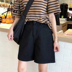 Spring And Summer New Women's Casual Loose Denim Shorts Fashion High Waist Wide Leg Shorts Female Bottoms Aiertu