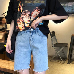 Spring And Summer New Women's Casual Loose Denim Shorts Fashion High Waist Wide Leg Shorts Female Bottoms Aiertu