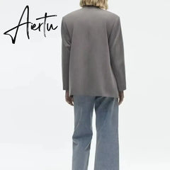 Spring/Summer New Commuting Loose Leisure Fashion Suit Lapel Loose Double Breasted Blazer Aiertu