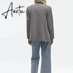 Spring/Summer New Commuting Loose Leisure Fashion Suit Lapel Loose Double Breasted Blazer Aiertu