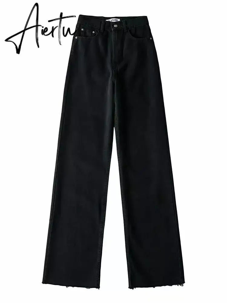 Straight Jeans Women High Waist Streetwear Light Blue Boyfriend Denim Pants Ladies Wide Leg White Jeans For Women Aiertu
