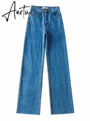 Straight Jeans Women High Waist Streetwear Light Blue Boyfriend Denim Pants Ladies Wide Leg White Jeans For Women Aiertu